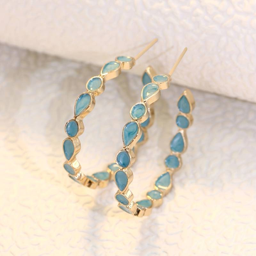 Blue Stones Hoop Earrings