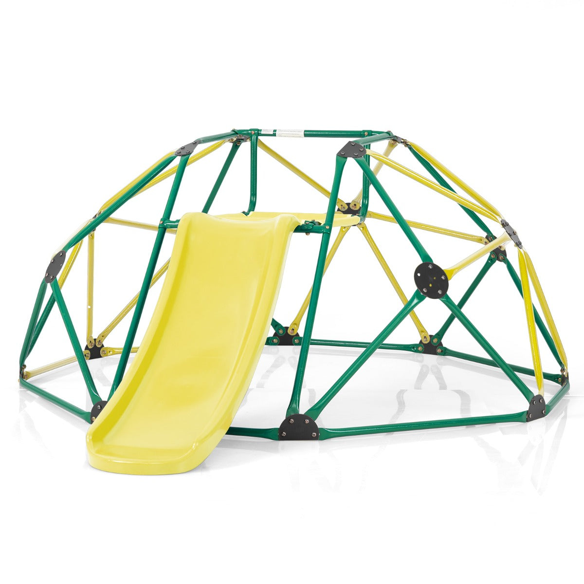 Dôme d'escalade avec toboggan pour enfants 241,5 x 183 x 91,5 cm développement moteur moderne en métal jaune 20_0014353