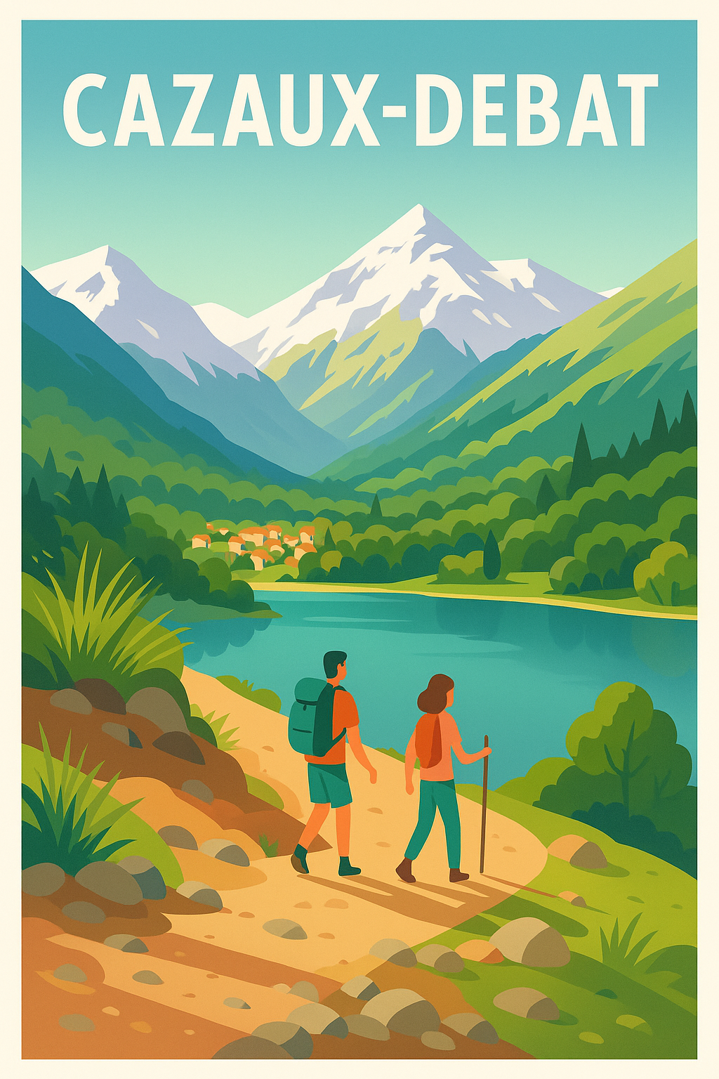 Affiche Cazaux-Debat — Invitation à la randonnée en montagne · poster d'art de Cazaux-Debat