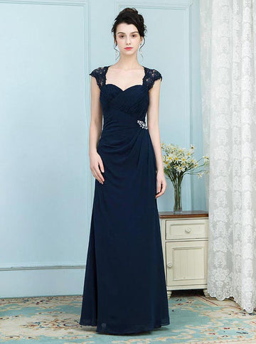 Dark Navy Mother of the Bride Dresses,Elegant Mother Dress,Long Wedding Guest Dress,MD00017