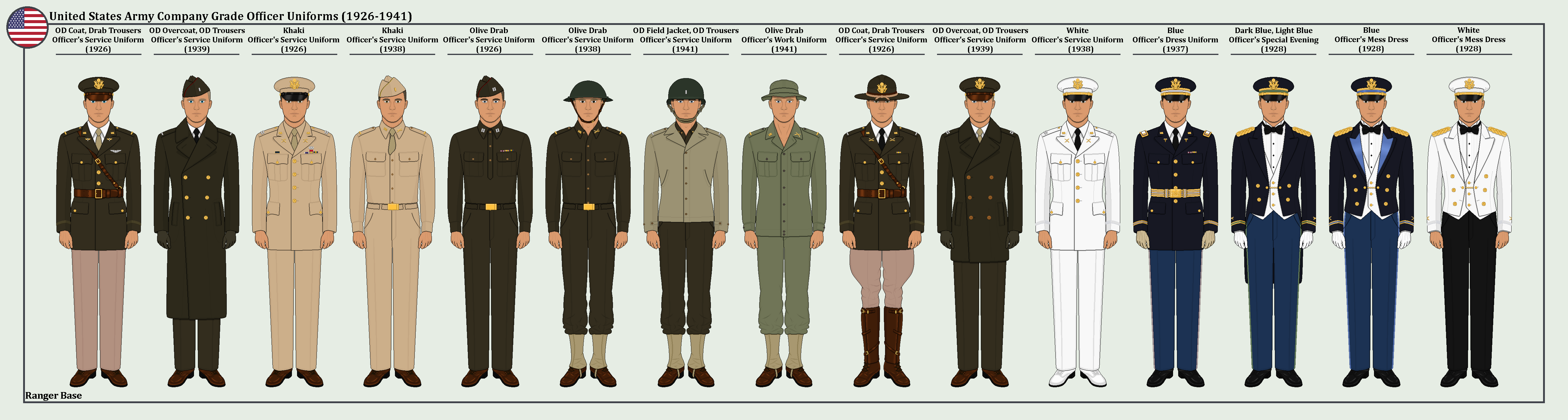 Army Service Uniform American Army Dress US Army Company Grade Officer Uniforms (1926-1941) By An