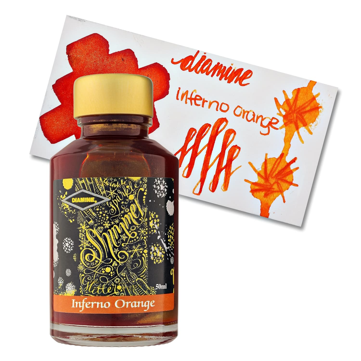 Diamine Shimmer Bottled Ink in Inferno Orange - 50 mL Bottled Ink