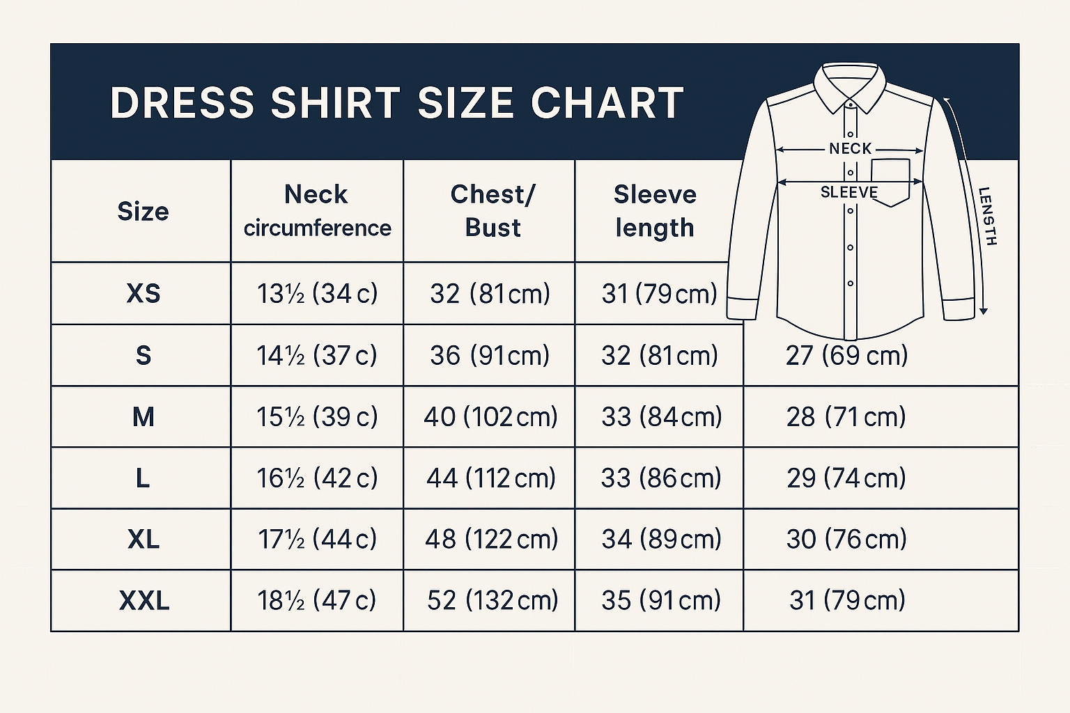 Dress Shirt Size Chart: A Simple Guide for New Designers – Topology Apparel