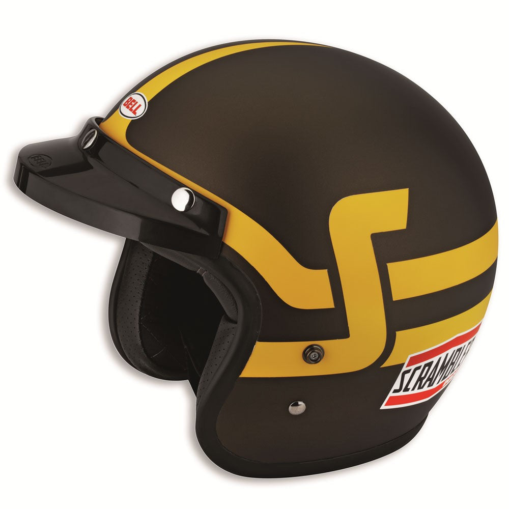 Ducati Scrambler Short Track Helmet - Brown/Yellow New Open Box 981030857