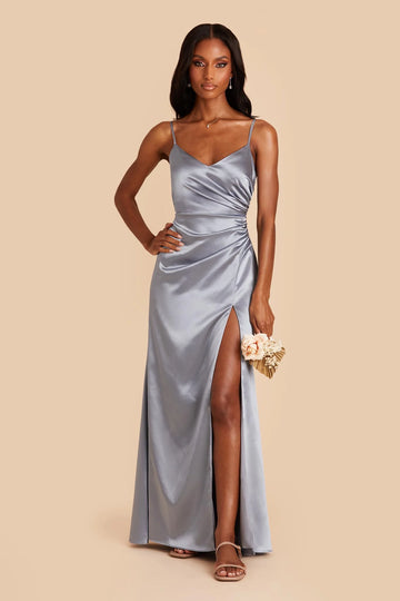 Dusty Blue Bridesmaid Dress Shiny Satin Size 0X