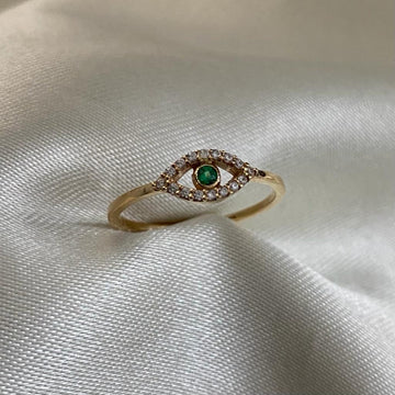 Anillo Ojo Turco 1.4gr-T6 1/4 Circones Verdes Blancos Oro Amarillo