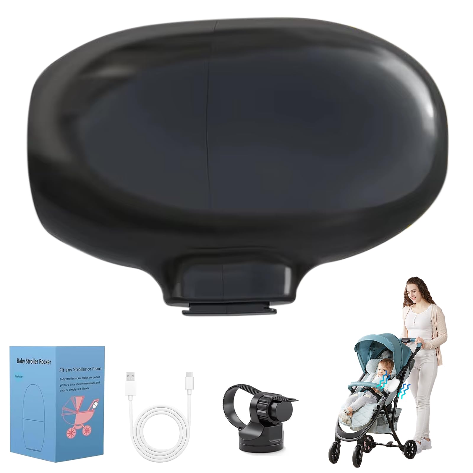 Kinderwagenschaukler, Upgrade kinderwagen Beweger Elektrisch(USB-C), Schlafhilfe Für Baby Mit 40 Min