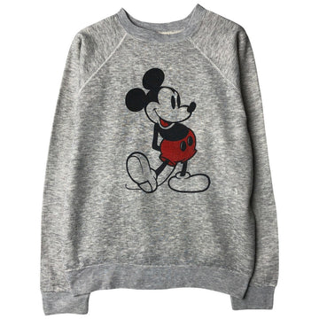Vintage 70s-80'S Disney Mickey Mouse character sweatshirt, size M, men's cotton gray type Vintage Second Hand