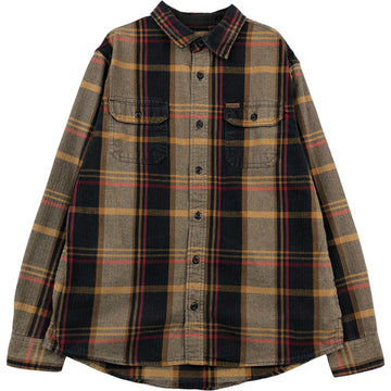 ORVIS Long Sleeve Flannel Check Shirt, Men's Size L unclear brown type Vintage Second Hand