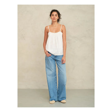 M.A.B.E. - Livie Embroidered Cotton Tank Top | Off White
