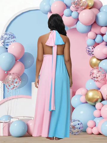 Baby Shower Half Blue Half Pink Dress Pink Or Blue Grandma Loves You Gender  Reveal Baby