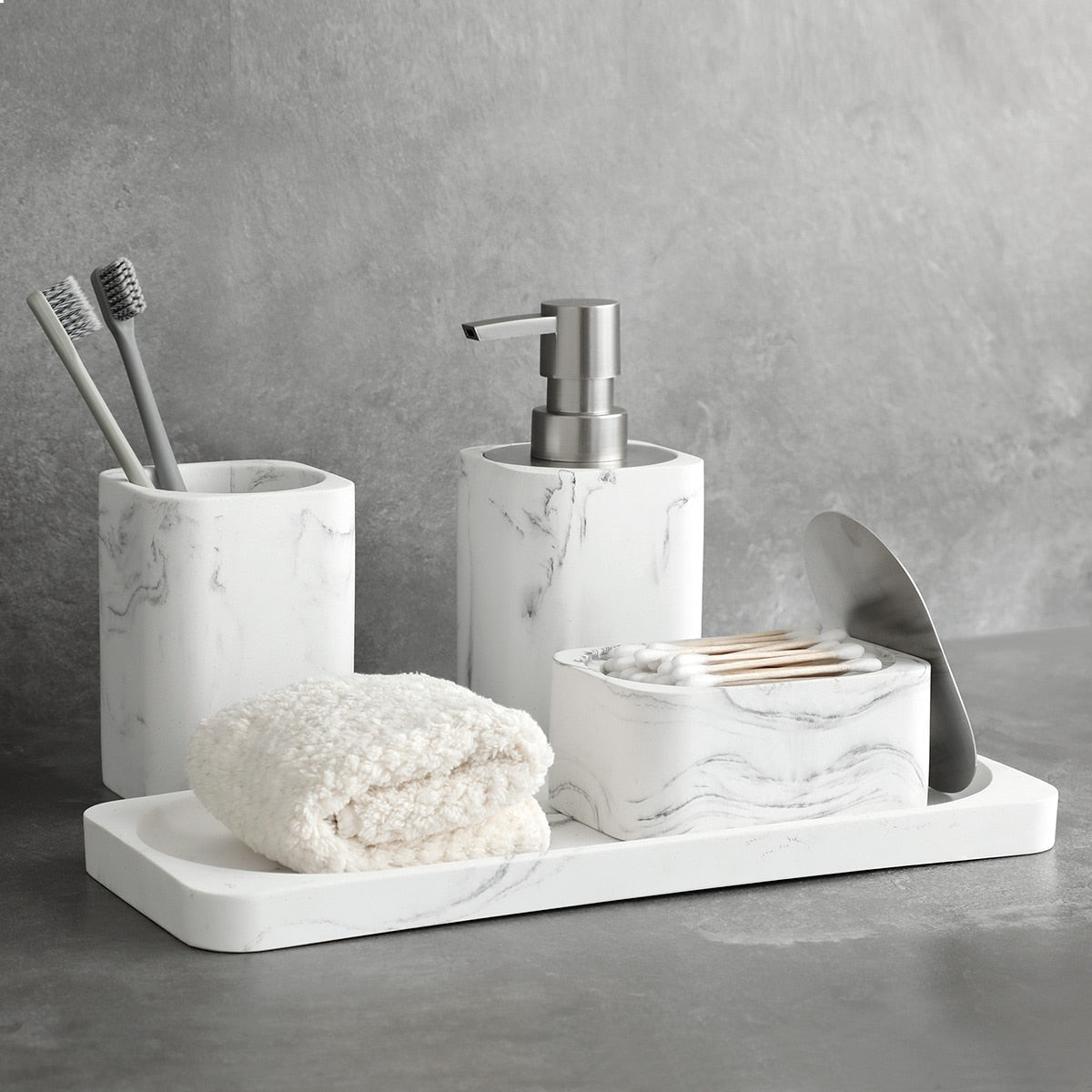 Ensemble d’accessoires de salle bain 4 pièces imitation