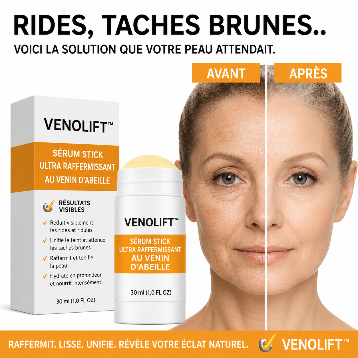 Venolift™ Stick Sérum Ultra-Raffermissant au Venin d'Abeille | Efface les rides en 5 minutes!