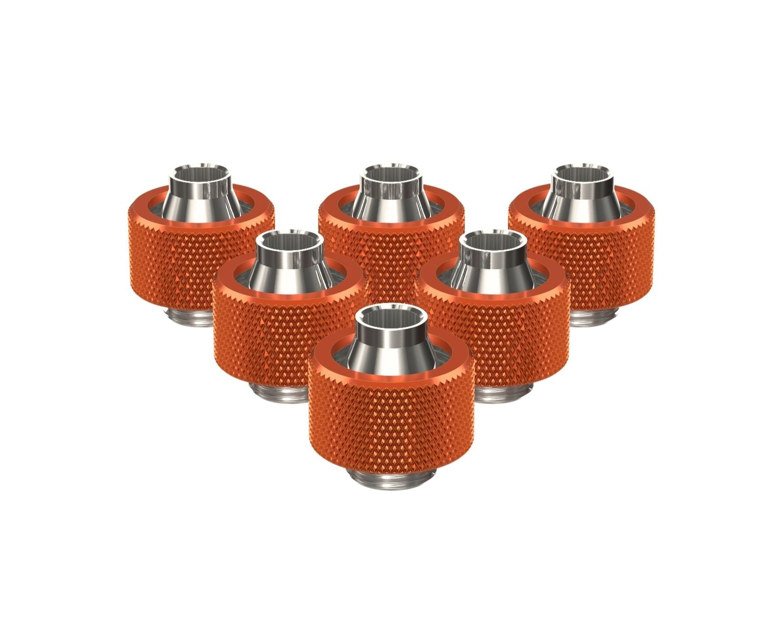 PrimoChill SecureFit SX - Premium Compression Fitting For 3/8in ID x 5/8in OD Flexible Tubing 6 Pack (F-SFSX58-6) - Available in 20+ Colors, Custom Watercooling Loop Ready - Candy Copper