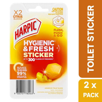 Harpic Hygenic & Fresh Sticker Toilet Block Citrus 2 Pack