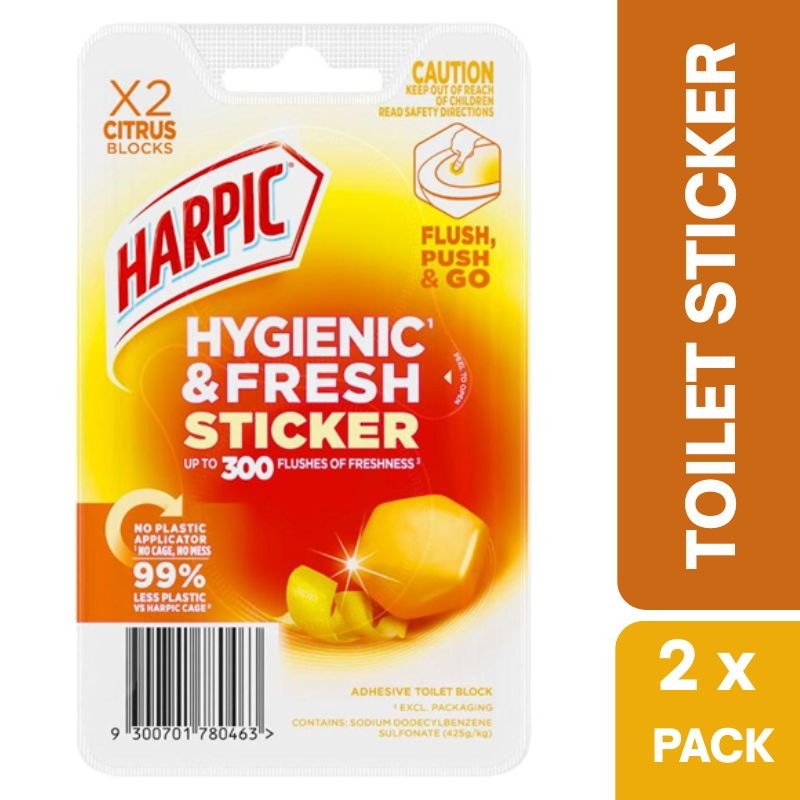 Harpic Hygenic & Fresh Sticker Toilet Block Citrus 2 Pack