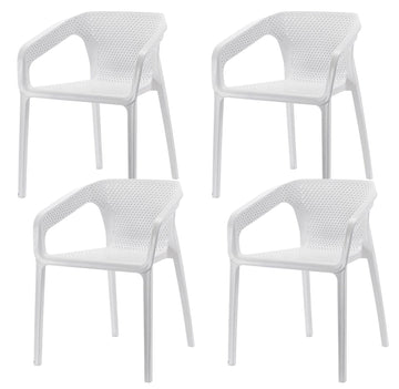 Set 4 Sedie da Giardino Impilabili 54x74x57 cm in Polipropilene Siena Bianca