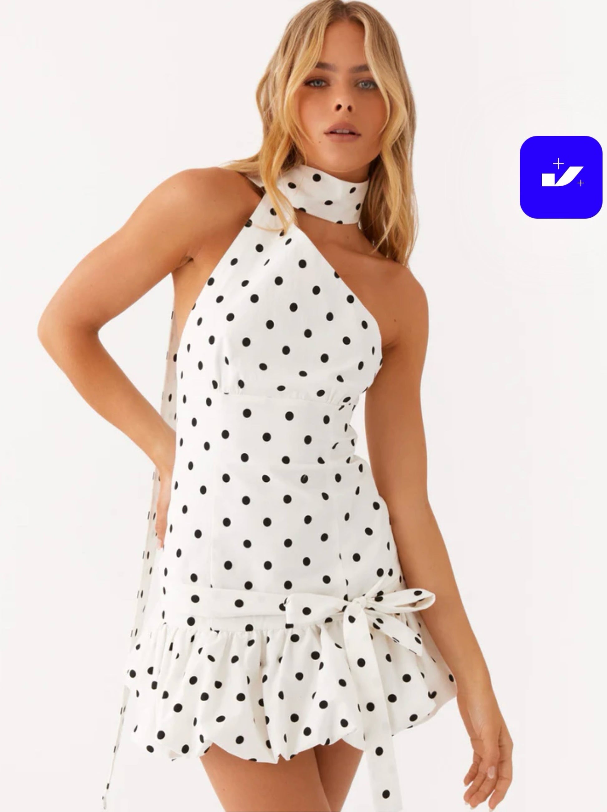 Peppermayo Belina Scarf Mini Dress - White Polkadot by Peppermayo
