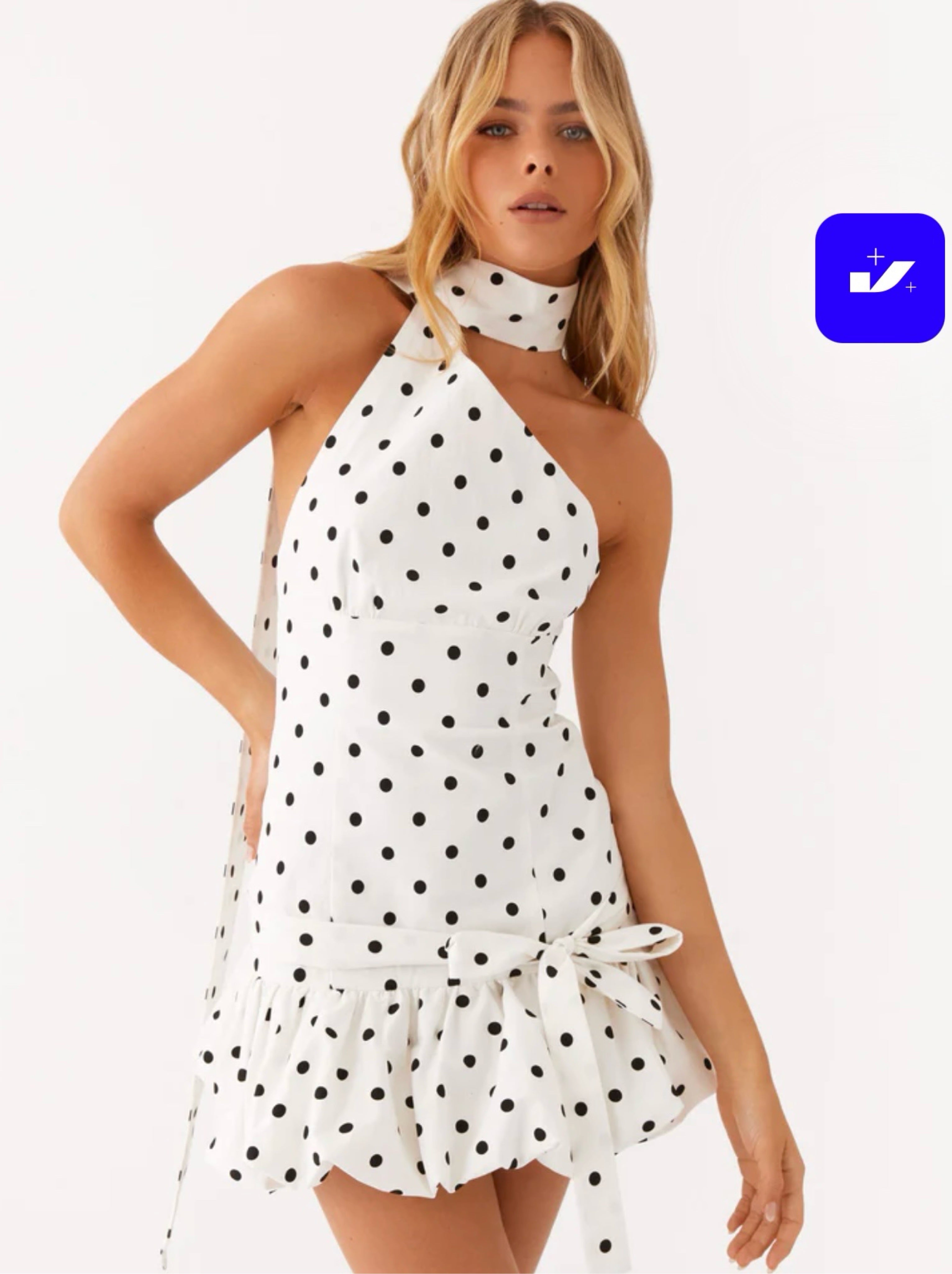 Peppermayo Belina Scarf Mini Dress - White Polkadot by Peppermayo