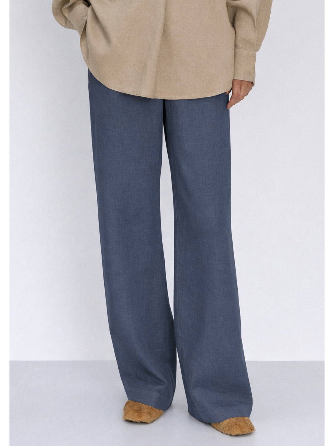 FFC Pantalon – Blauw-100% linnen-DAMES BROEKEN-Blauw
