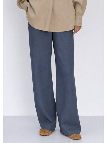 FFC Pantalon – Blauw-100% linnen-DAMES BROEKEN-Blauw