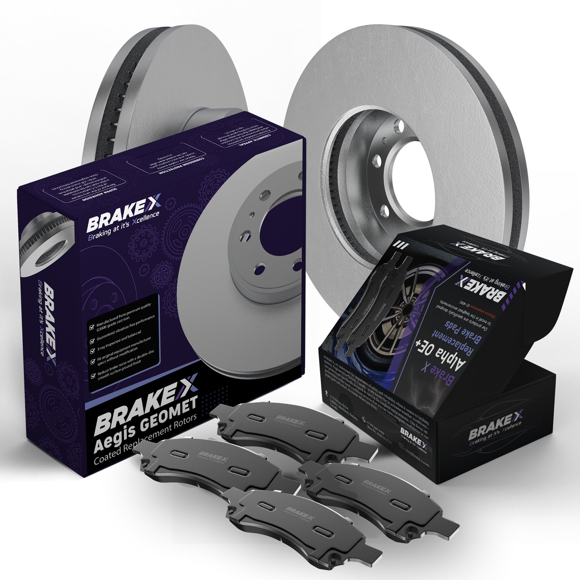 Aegis GEOMET Coated Rotors Alpha Ceramic Pads Brake Kit #BRXSP-FF-CC-580