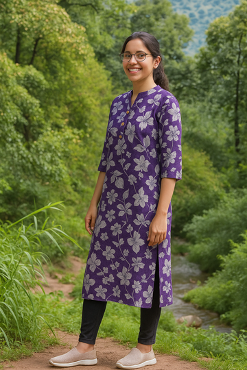 Spun Cotton Straight Cut Kurti - SJKT05