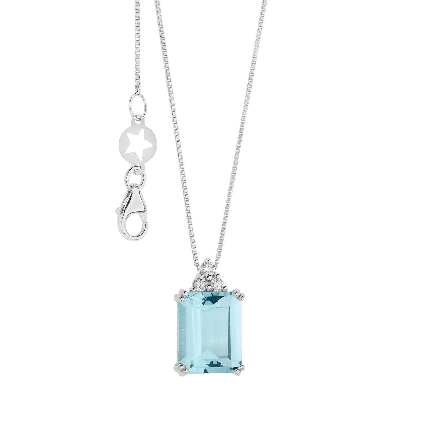 Comete Girocollo in Oro Diamanti e Acquamarina ottagonale GLQ301