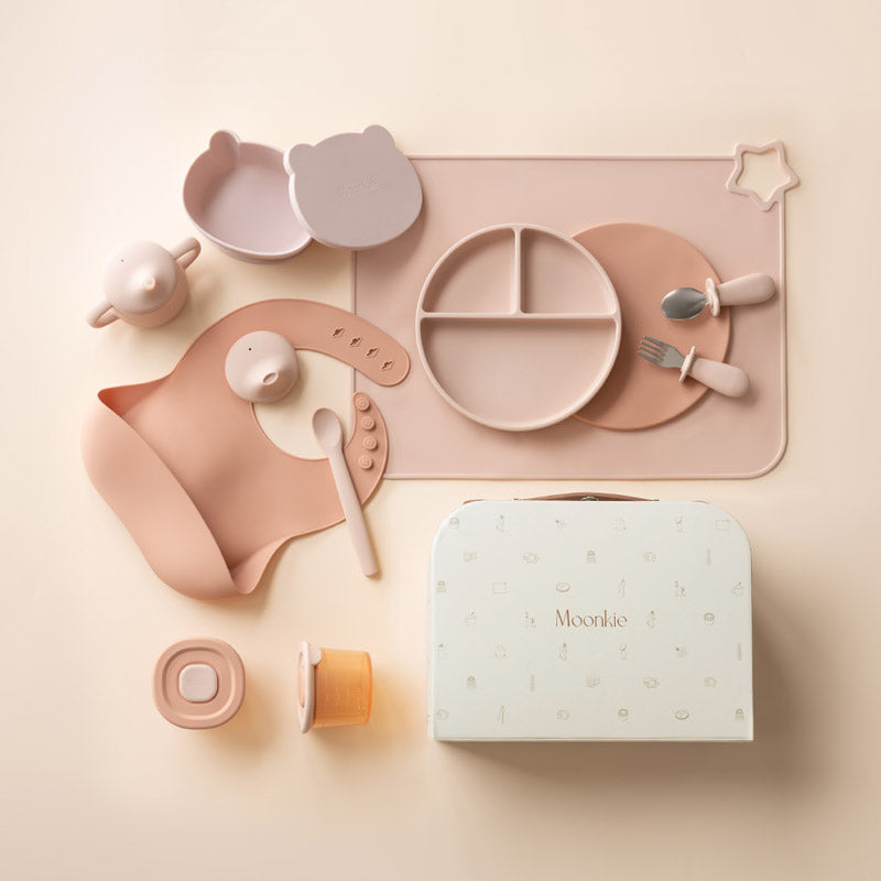 Moonkie.de-First Bites Geschenkset (Rosa/Gedämpft)-Luxe Box Geschenkset-FB-04-1