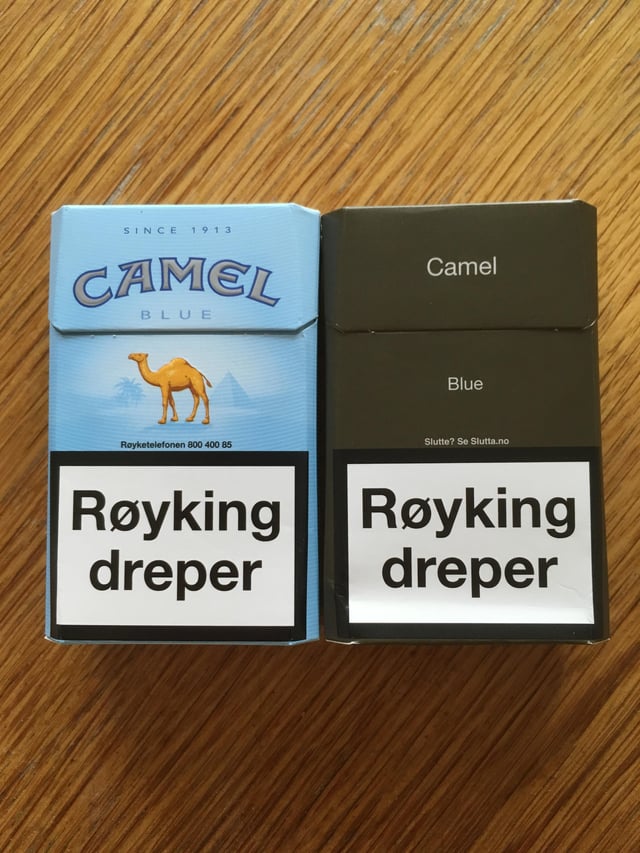 From this year, all tobacco products sold in Norway must come in the same colored package with no other graphics or logos, to make smoking less appealing to the youth. : r/pics