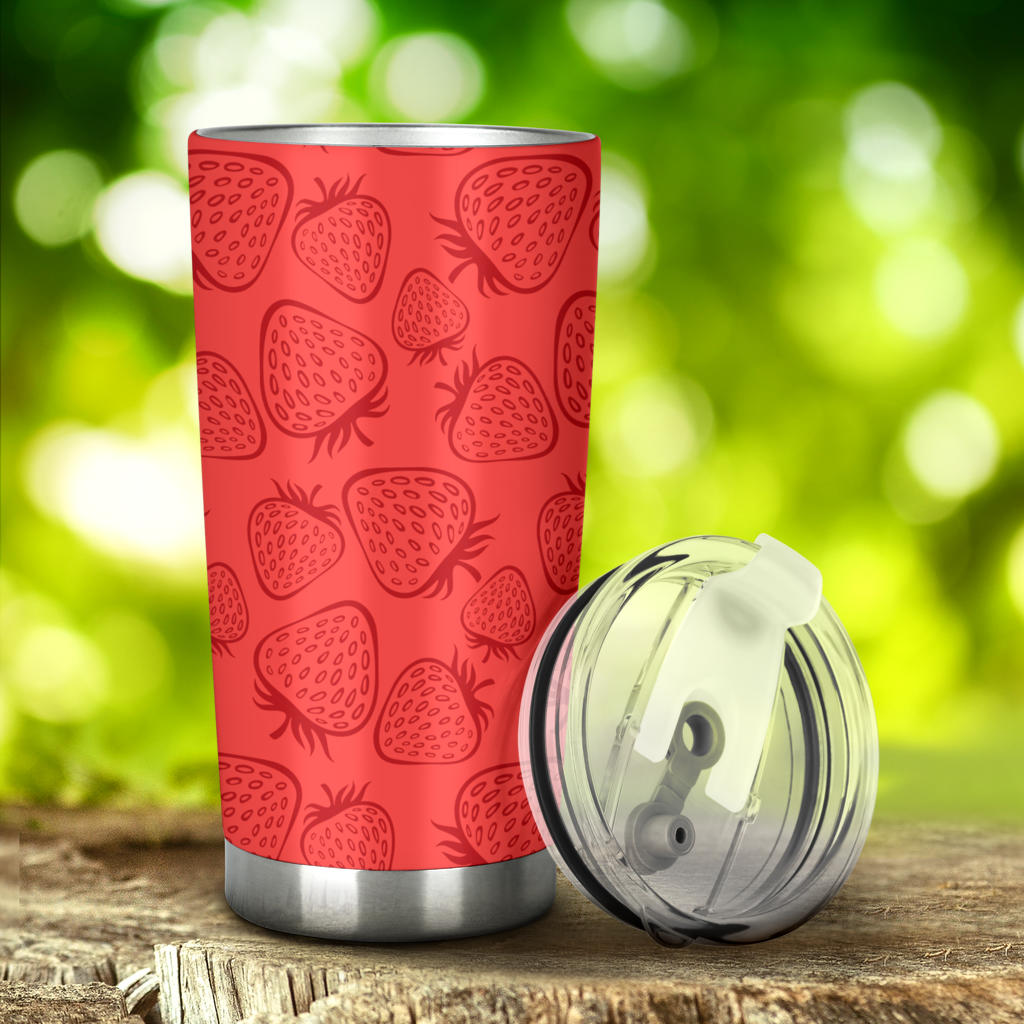 Strawberry Pattern Red Background Tumbler