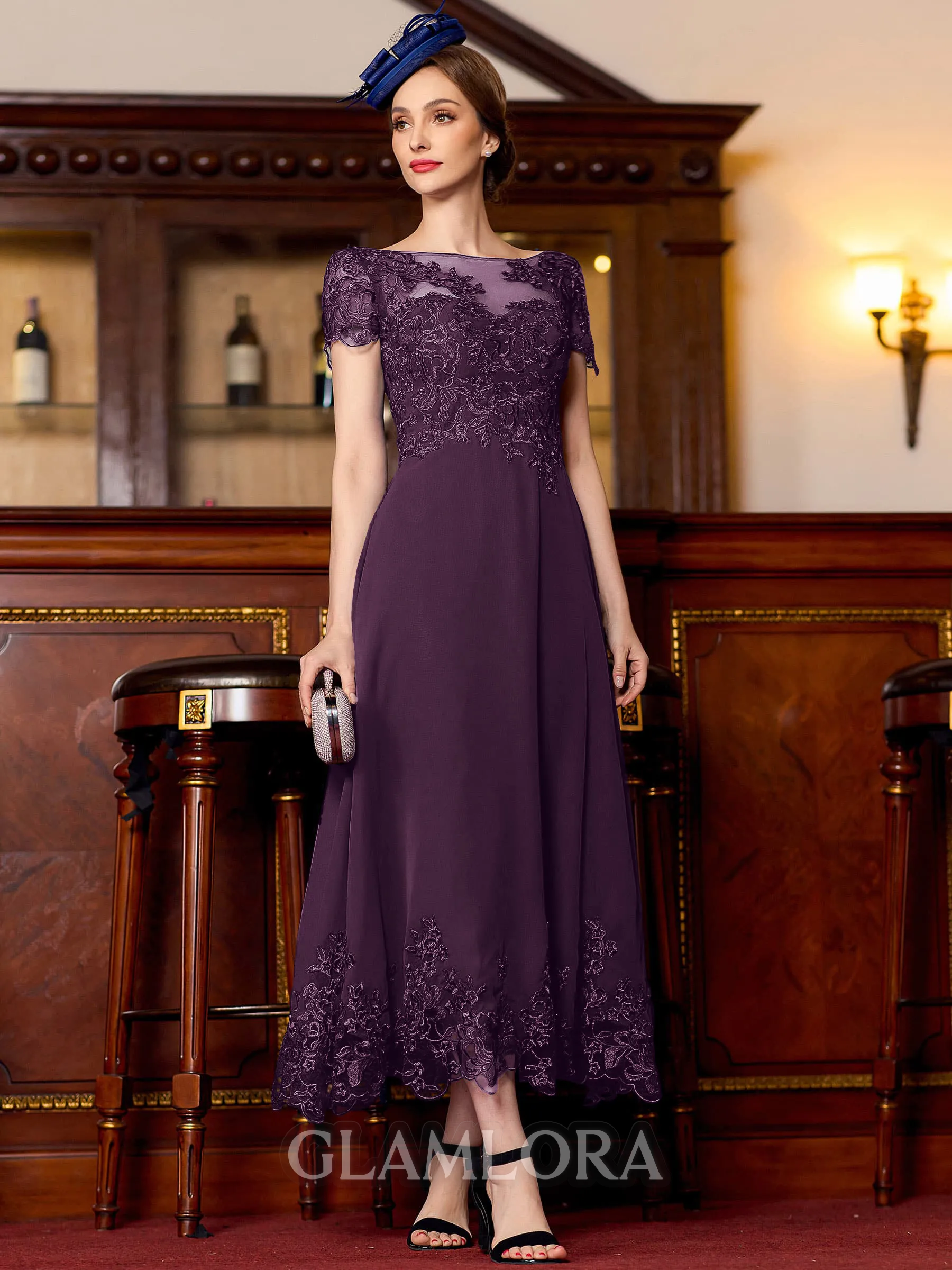 Caribbean Mother of the Bride Dress 2026 Bateau Short Sleeves