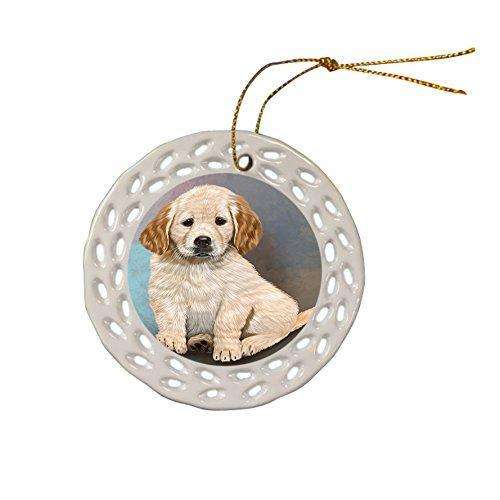 Golden Retriever Dog Christmas Doily Ceramic Ornament
