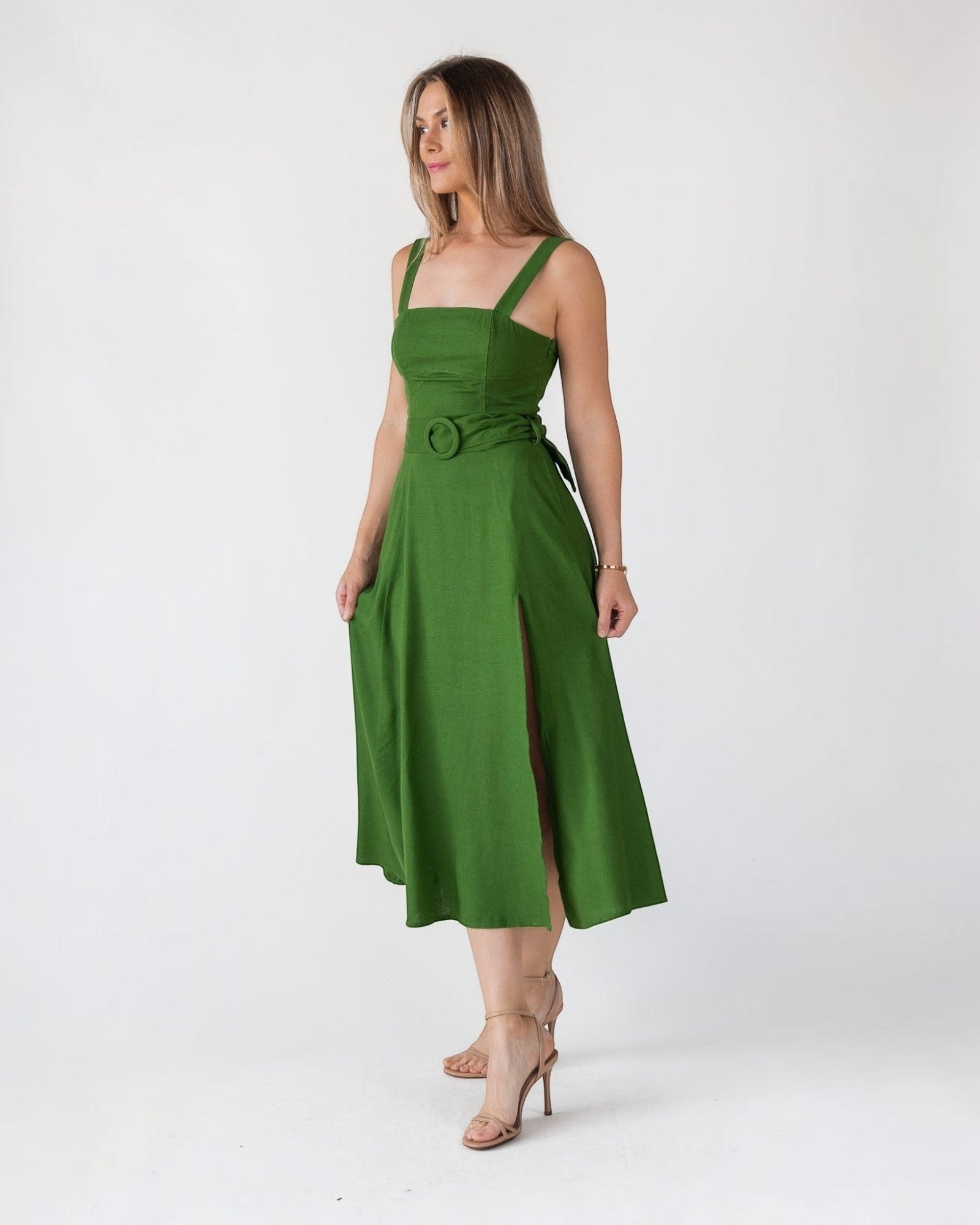 h and m casual dresses Summer Dresses for Women Long V Neck Beach Dress Elegant A Line Midi Dress Knee Length Party Dress Polka (Green-H, M) at Amazon Women's Clothing store