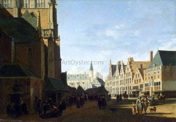 Gerrit Adriaensz Berckheyde Groote Market in Haarlem - Canvas Print