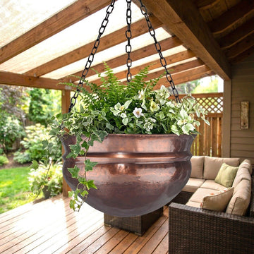 H Potter Artisan Hammered Brass Hanging Planter