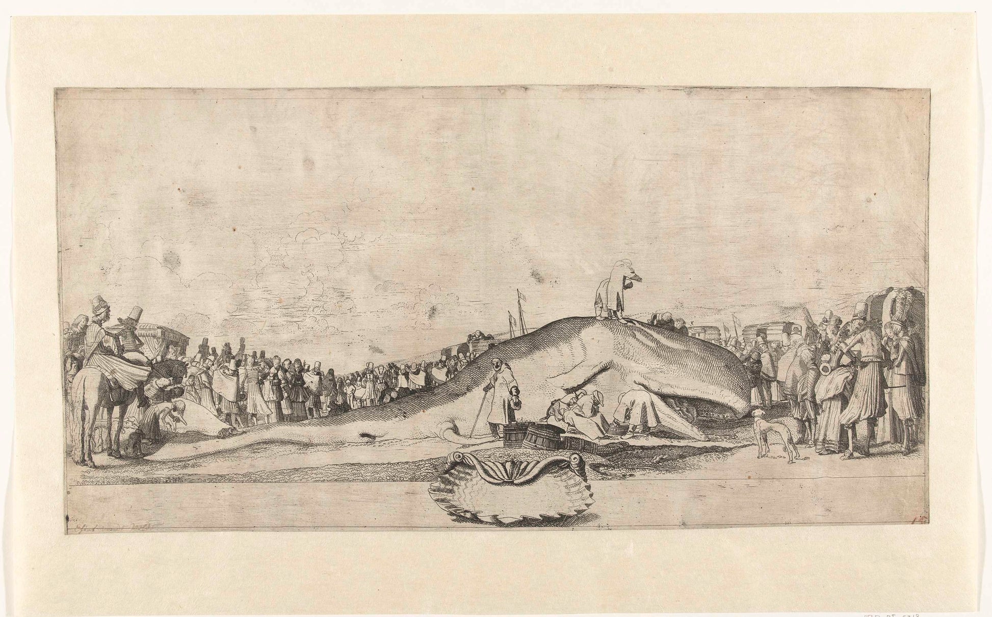 Beached whale near Noordwijk on December 28, 1614, Willem Pietersz. Buytewech, 1615 Canvas Print