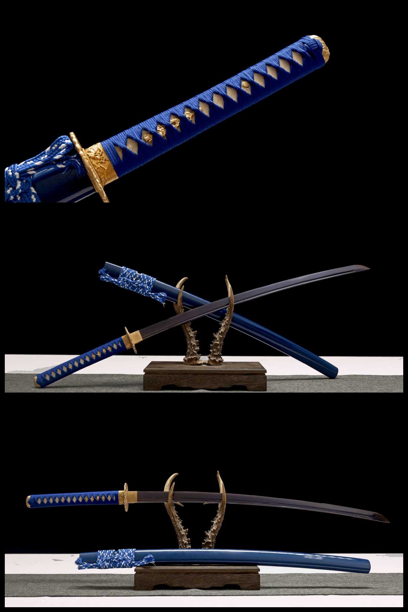 Hand Made High Quality Blue Damascus Steel Japanese Katana Sword - Kanu Swords