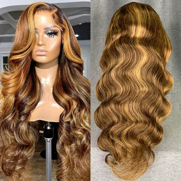 Honey Blonde P4/27 Highlight Wig 13x4 Lace Front Body Wave Human Hair
