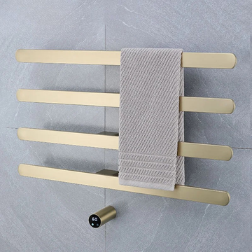 Brushed Gold Hidden Installation Towel Warmers Temperature Time Control Electric Towel Rack Stainless Steels Heated Towel Rail-Index Bath