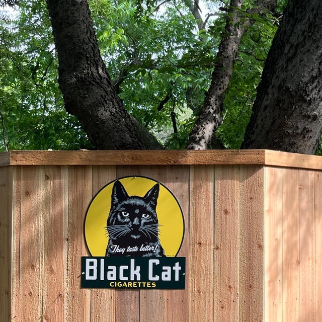 Vintage Style Steel Sign Black Cat Cigarettes 26" X 25" Tobacco