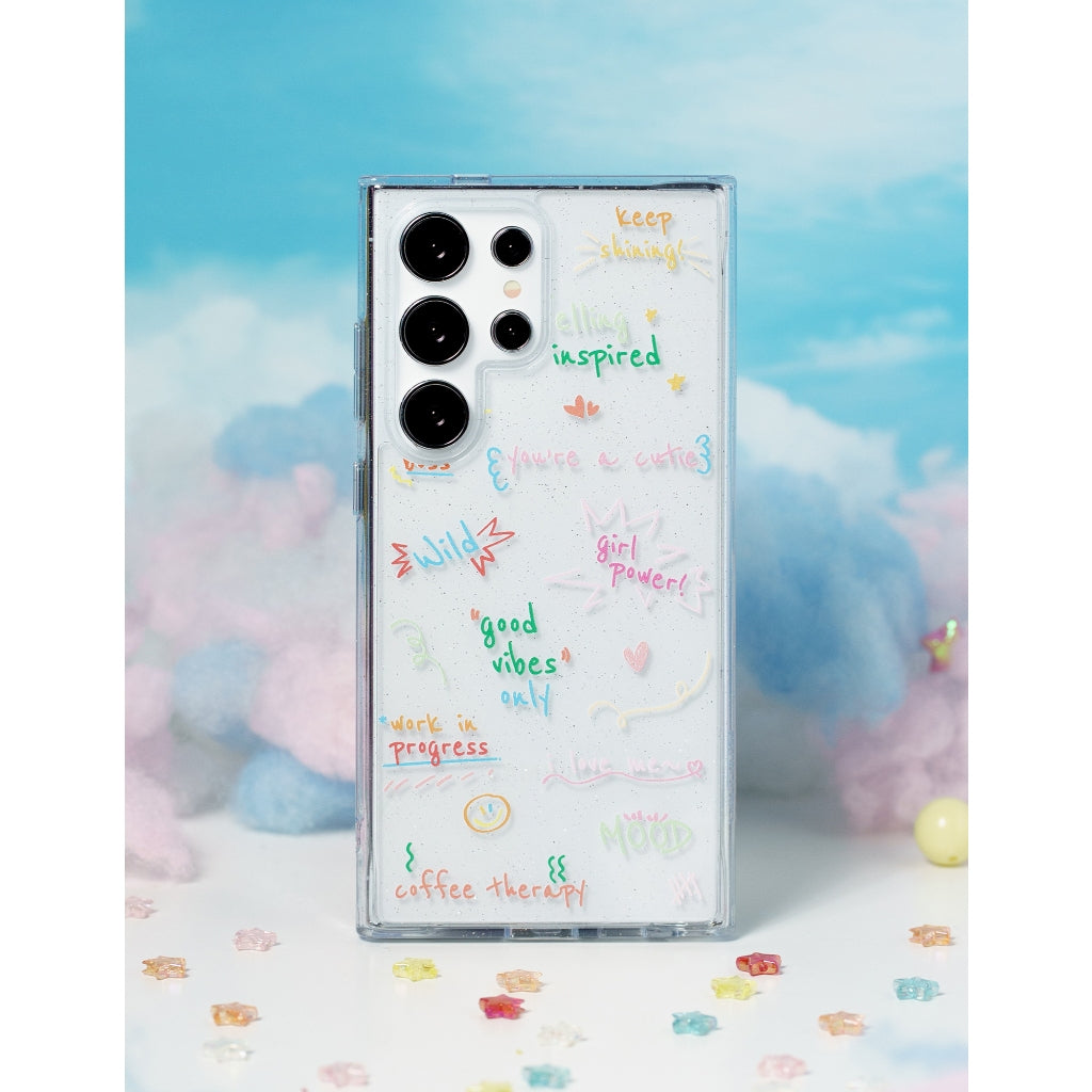 Shine Bright Freckles Rubber Case Hybrid Crystal Case - Samsung S24 / Glitter Clear