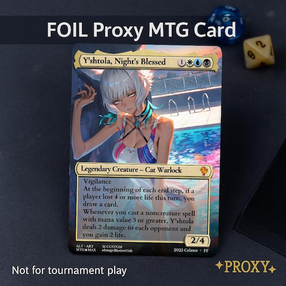 Y'shtola Night's Blessed Proxy – Anime Waifu MTG Proxy Card, Alt Art EDH Commander Cards