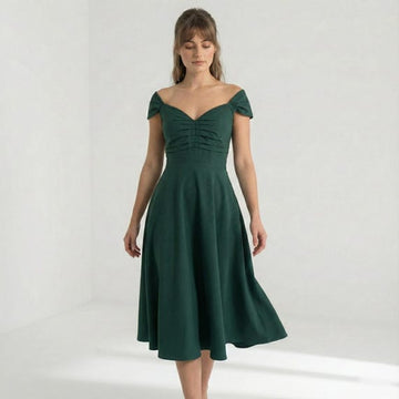 Emerald Green Swing Dress: Emma Stone inspired 60s Retro Style, Custom Made
