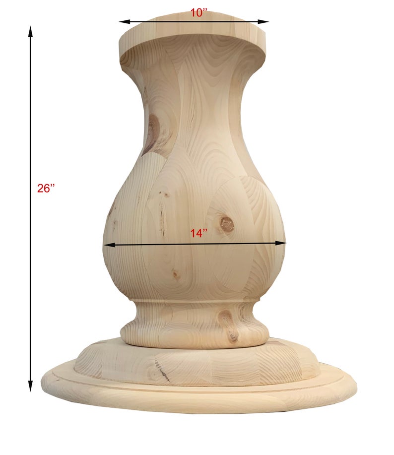 Knotty Pine Wood Pedestal Leg - tablelegssite.com