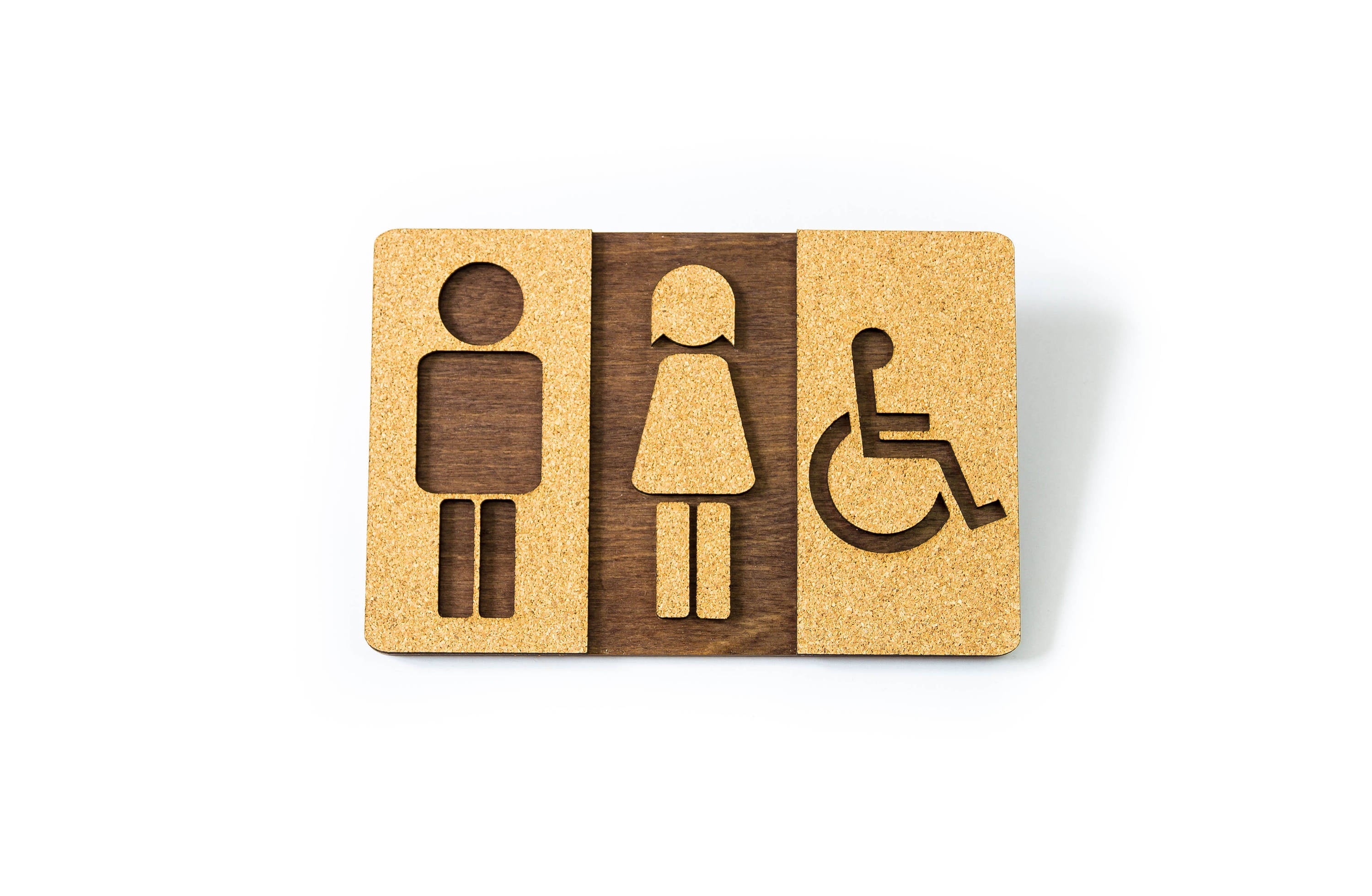 Wood & Cork Unisex and Disabled Toilet Door Sign