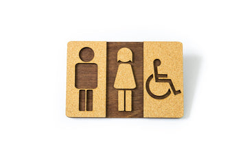 Wood & Cork Unisex and Disabled Toilet Door Sign