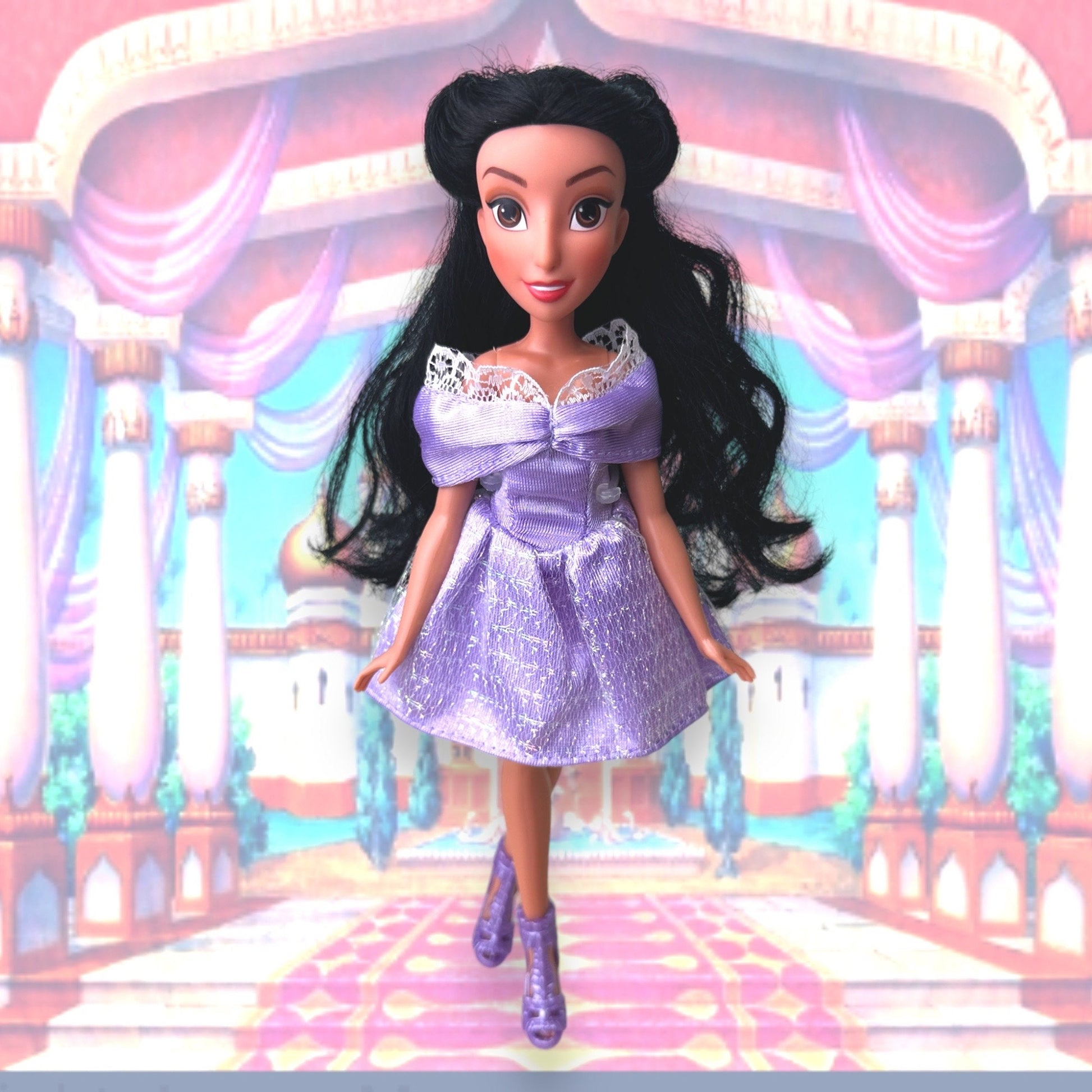 Disney Princess Jasmin From Aladdin Fashion Style Series Purple Party Dress