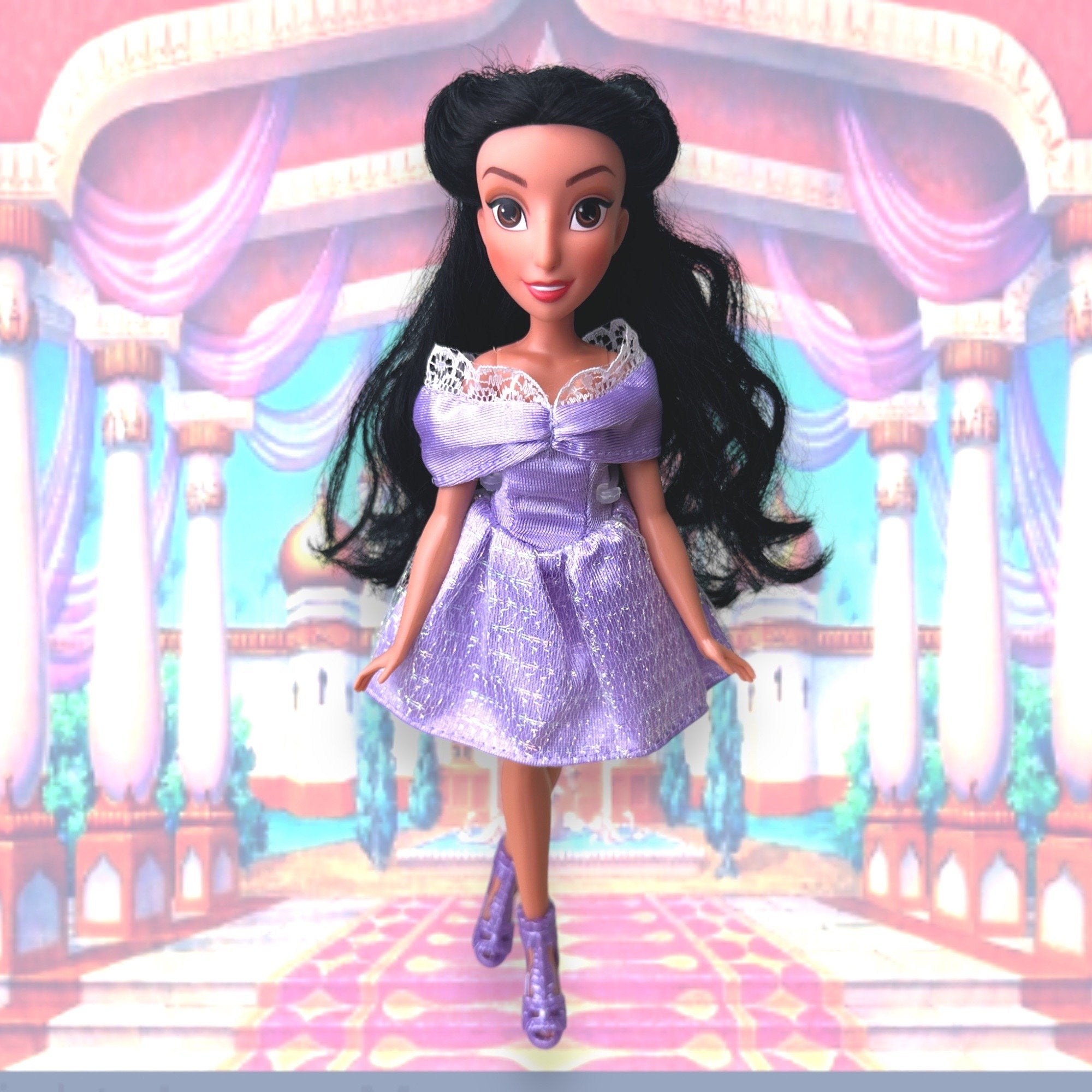 Disney Princess Jasmin From Aladdin Fashion Style Series Purple Party Dress