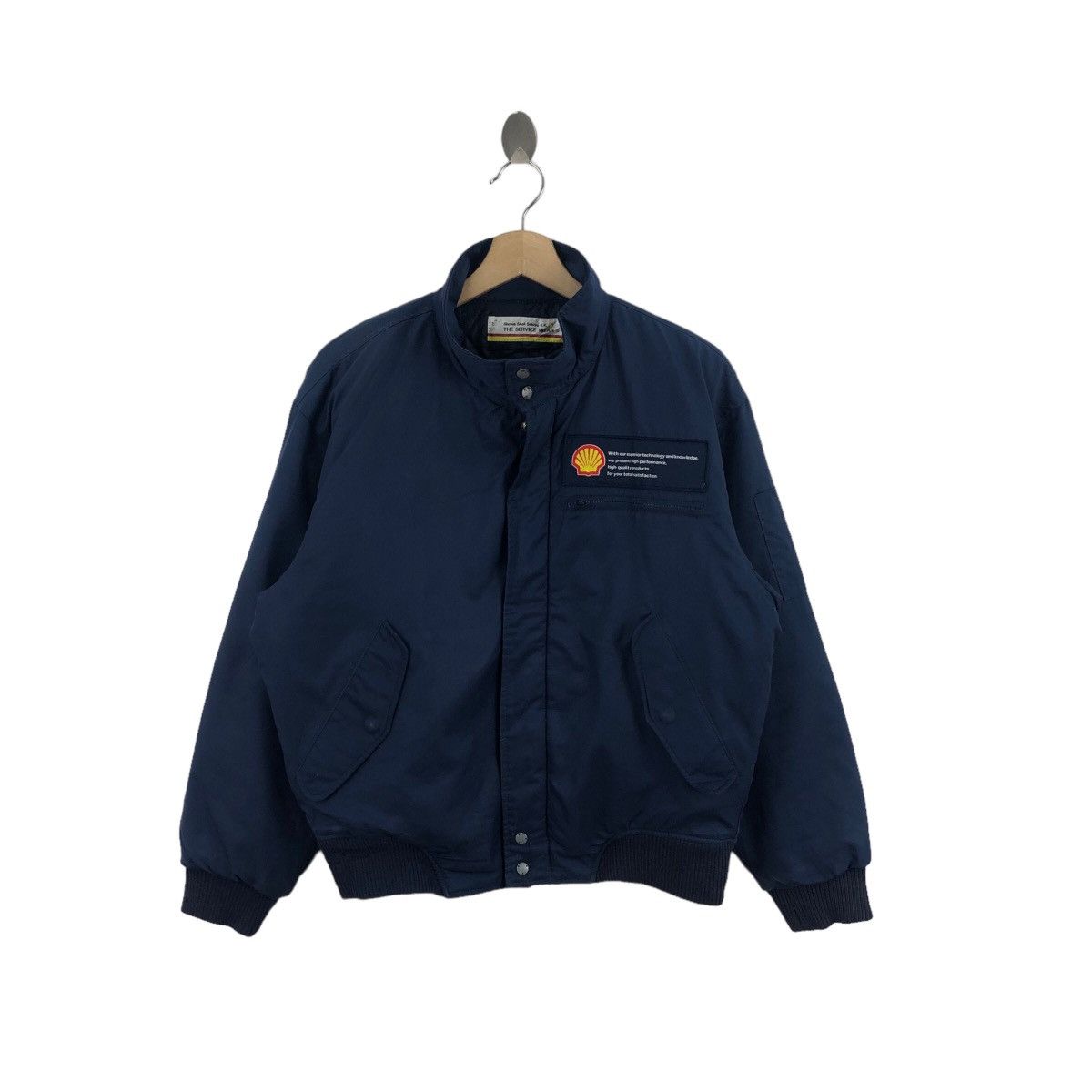 Vtg 90’ SHELL RACING Japan Showa Team Quilted Jacket Puffer Windbreaker